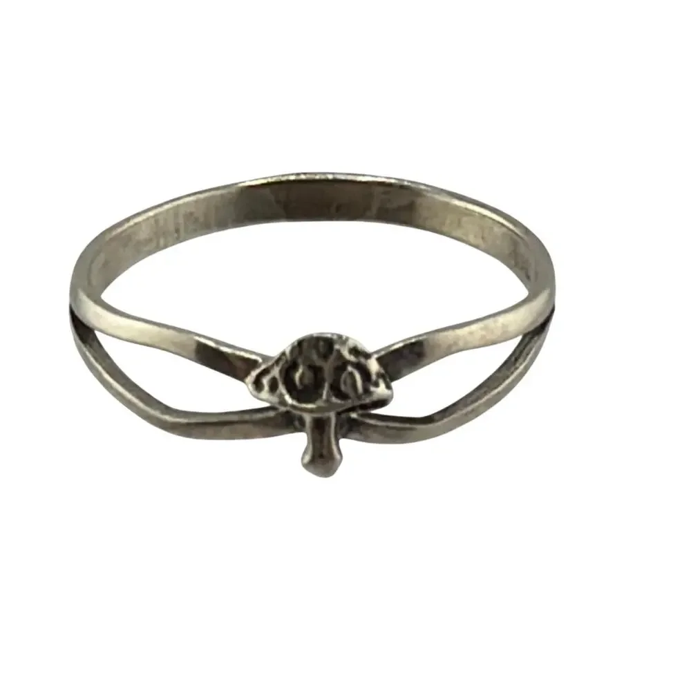 NEW Sterling Silver Artisan Mushroom Ring Size 8 Boho Stackable Rings